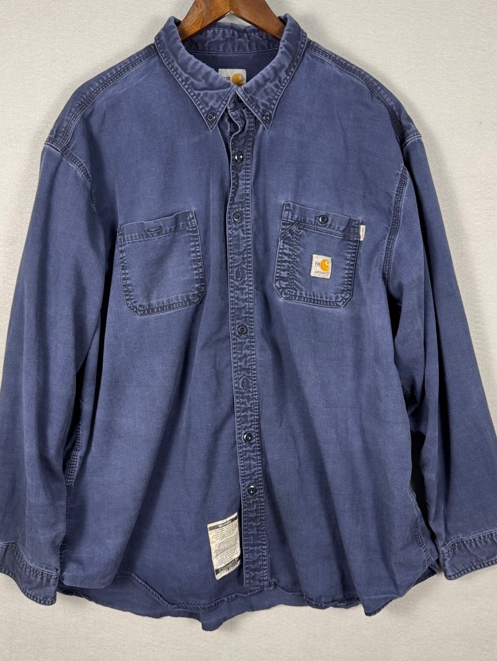 Carhartt Men's XL FR Button-Up Shirt Blue